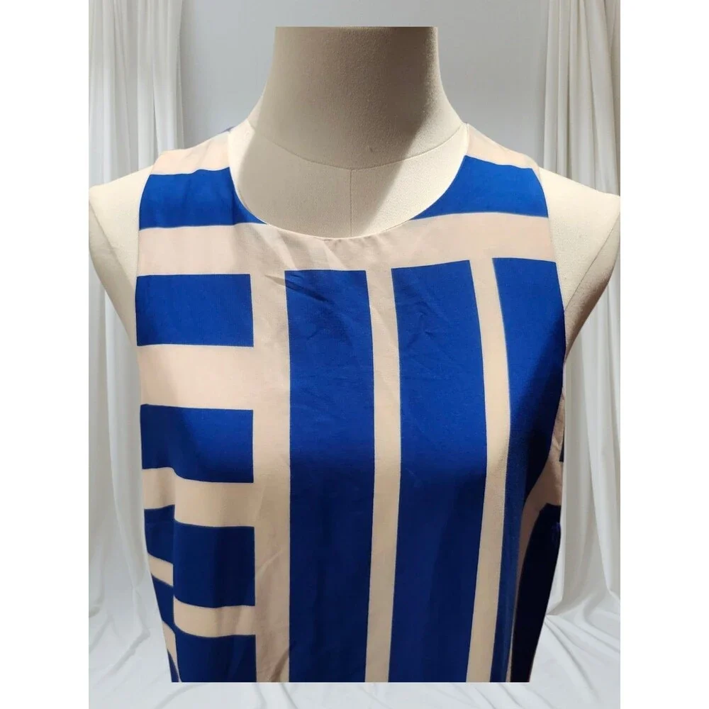 Donna‎ Morgan Quincy Blue & White Geometric Sleeveless Maxi Dress Size 16 - Picture 3 of 10